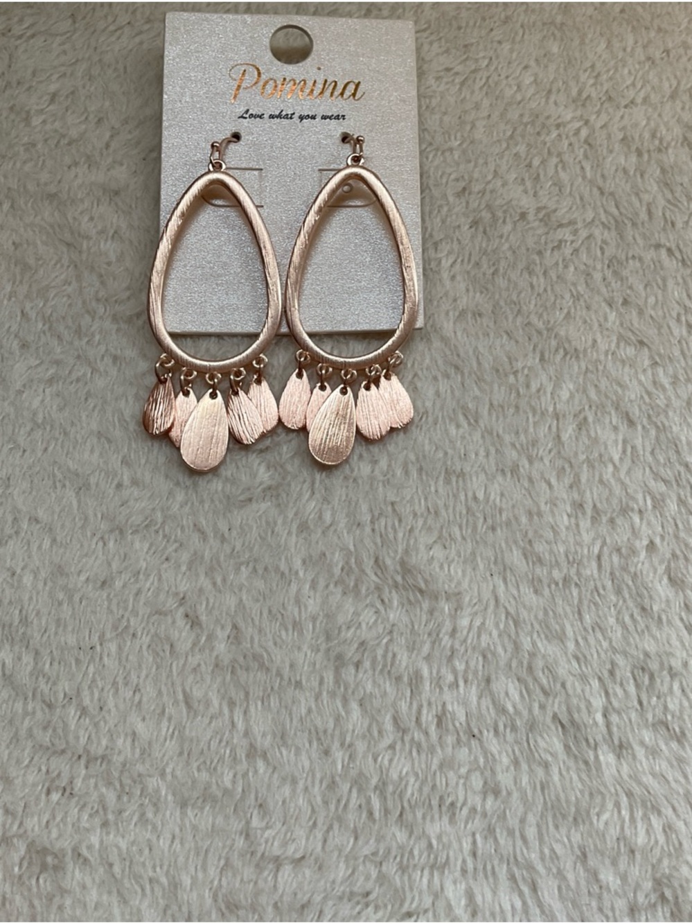 Pomina Rose Gold Teardrop Petal Dangle Earrings